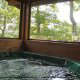 Soothing hot tub with a wooded view in Cabin 14, (The View), in Pigeon Forge, Tennessee.