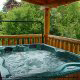 Large hot tub with mountain view at Cabin 2, (Close To Heaven), in Pigeon Forge, Tennessee.