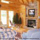 Living room with fireplace in cabin 207 (Count Your Blessings) at Eagles Ridge Resort at Pigeon Forge, Tennessee.