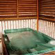 Hot tub on front deck in cabin 213 (Treasured Times), in Pigeon Forge, Tennessee.