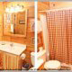 Cottage style bathroom in cabin 220 (Mountain Hideaway), in Pigeon Forge, Tennessee. 