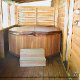 Deck with hot tub in cabin 239 (Sleepy Bear) , in Pigeon Forge, Tennessee.