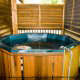 Hot Tub on Deck in Cabin 257 (Mountain Charm) at Eagles Ridge Resort at Pigeon Forge, Tennessee.