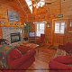 Vaulted ceiling living room in Cabin 27, (Bear Naked), in Pigeon Forge, Tennessee.