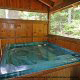 Hot Tub on Deck in Cabin 299 (Possum Hollow) at Eagles Ridge Resort at Pigeon Forge, Tennessee.