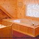 Private jacuzzi in cabin 304 (Southern Hospitality) at Eagles Ridge Resort at Pigeon Forge, Tennessee.