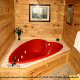 Heart Shaped Jacuzzi View of Cabin 58 (Blue Heaven) at Eagles Ridge Resort at Pigeon Forge, Tennessee.