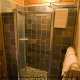 Modern tiled shower is just one feature in this bathroom in cabin 79 (Robyns Nest), in Pigeon Forge, Tennessee.
