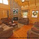 Living room with fireplace in cabin 819 (mountain majesty) at Eagles Ridge Resort at Pigeon Forge, Tennessee.