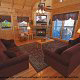Living Room View of Cabin 858 (Eagles On A High) at Eagles Ridge Resort at Pigeon Forge, Tennessee.