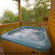 Hot Tub on Deck in Cabin 860 (Cozy Bear Overlook) at Eagles Ridge Resort at Pigeon Forge, Tennessee.