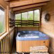 Hot Tub on Deck in Cabin 9 (Eagles Nest) at Eagles Ridge Resort at Pigeon Forge, Tennessee.