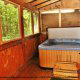 Hot Tub on Deck in Cabin 93 (Pirates Cove) at Eagles Ridge Resort at Pigeon Forge, Tennessee.