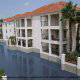 Three Story Hotel by the Canal at The Star Island Resort in Orlando Florida.