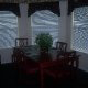Cherry furniture in this dining room at The Suites At Fall Creek in Branson Missouri.