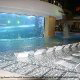 Indoor Pool with Shark Tank at Golden Nugget Hotel and Casino in Las Vegas, NV.
