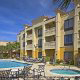 Outdoor Pool View of Hampton Vilano Inn in St. Augustine, Florida.