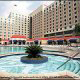 Outdoor Jacuzzi View at the Harrah's Grand Casino Hotel in Biloxi, Mississippi. You have a chance to appreciate the contemporary architecture style of the hotel during your Spring Break Family Travel.