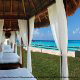 Bali Style Beds on the Beach at Krystal Cancun Resort in Cancun, Mexico.
