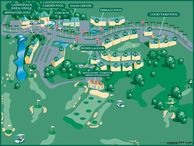 Resort Map of Mystic Dunes Resort & Golf Club in Orlando, Florida.