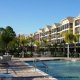 Weekend Getaway, Orlando.  Poolside view of the property at the Palisades Resort in Orlando, Florida.